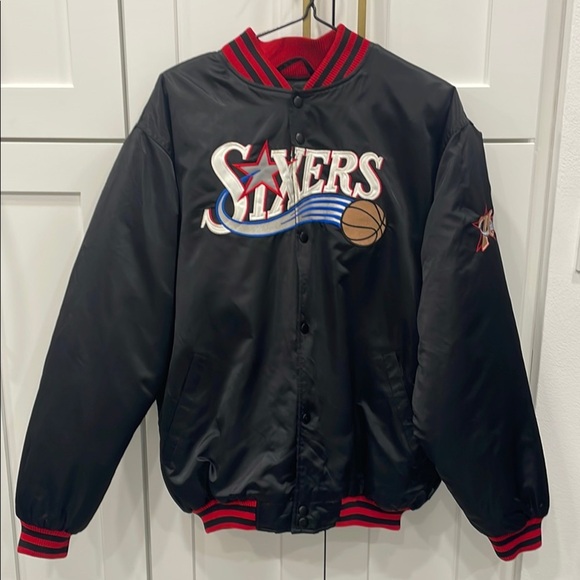 Y2K 2000s NBA Fusion Reebok Philadelphia 76ers Bomber Jacket - Picture 1 of 14